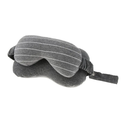 Masca de dormit, Cyrax, 2 in 1, cu Tetiera, din Particule de Spuma si Bumbac, Gri Inchis