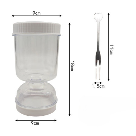 Borcan pentru Muraturi, Cyrax, cu Separator pentru Lichide, Ermetic, Termorezistent, Tip Clepsidra, 2 Furculite Incluse, ABS, Alb, 18x9x9 cm