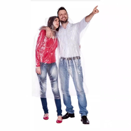 Pelerina de Ploaie,  pentru Adulti, 150 x 90 cm, Tip Poncho, Impermeabila, de Unica Folosinta, 30 g, Transparent