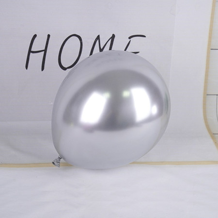 Set 12 Baloane, Cyrax, din Latex Chrome, 13 cm, Argintiu