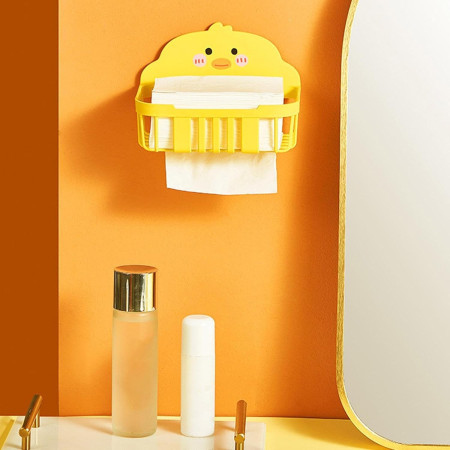 Cutie de Depozitare,  din Plastic, Montare pe Perete, Model Ratusca, 13x19x12 cm, Galben