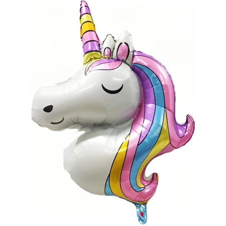 Balon din Folie Metalizata, Cyrax, Mini Figurine, Model Unicorn, Tematica Aniversare, 115x76 cm, Ambalaj Individual, Pai Inclus, Umflare cu Aer sau Heliu, Multicolor