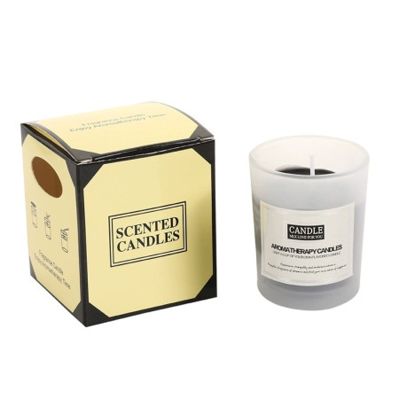 Lumanare Parfumata,  Model Borcan Translucid, 6.2 x 5.2 cm, Aroma de Lemn de Santal, Negru