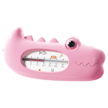 Termometru pentru Baie, Cyrax, Plutitor, Rezistent la apa, Multifunctional, Model Crocodil, 2.7x6.5x3.7 cm, Roz
