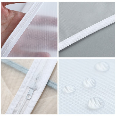 Set 5 Huse de Depozitare cu Fermoar,  pentru Haine, de Protectie, pentru Voiaj, Netesut, Rezistent la Praf, 60x120 cm, Transparent-Alb