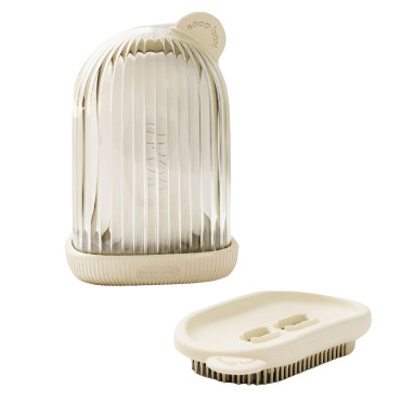 Sapuniera de Calatorie,  Suport pentru Sapun cu Scurgere a Apei, Recipient cu Capac Depozitare, Savoniera pentru Baie, 12.6x6.1x8.4cm, Crem