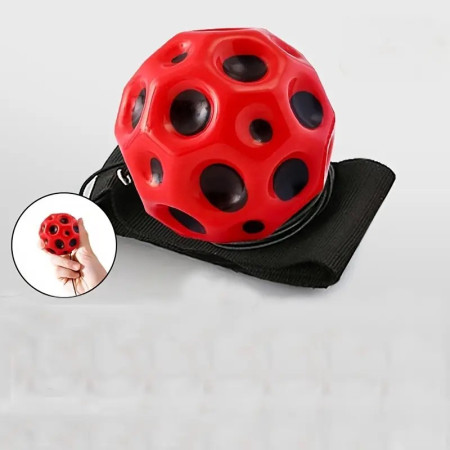 Minge Saltareata Hiperelastica, Cyrax, Space Moon Ball foarte Elastica, Antistress pentru Copii, Diametru 66 mm, Rosu