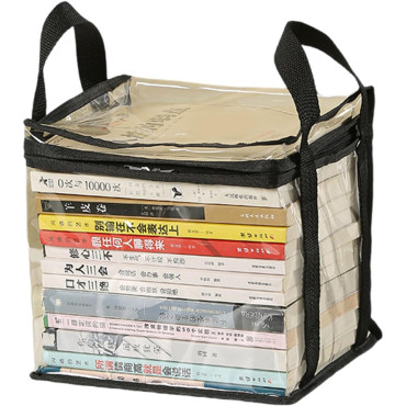 Cutie de Depozitare,  din PVC + Textil, Rezistenta la Apa, Geanta pentru Carti, 23x17x28 cm, Transparent-Negru