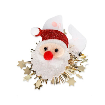 Agrafa de Par, Cyrax, Tema Craciun, Model Mos Craciun, din Panza, 10.5 x 9 cm, Multicolor