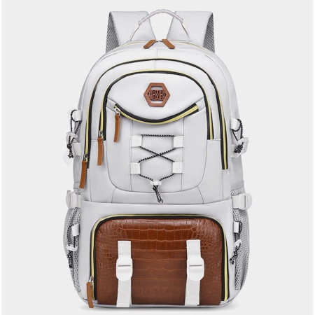 Rucsac Multifunctional pentru Calatorie,  pentru Alpinism, Voiaj, Drumetii, din Panza Oxford, 34x16x52 cm, Alb