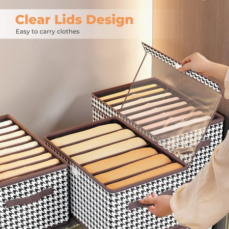 Cutie De Depozitare,  Pentru Haine, Lenjerie, Sosete Si Sutiene, Material Textil, 6 Compartimente, 44x30x20 cm, Culoare Alb-Negru