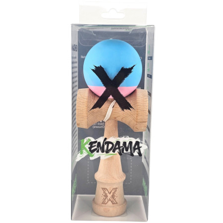 Jucarie Interactiva Kendama Profesionala, Cyrax, din Lemn, 18 cm, Joc de Indemanare pentru Copii si Adulti, Bicolor Turcoaz Roz