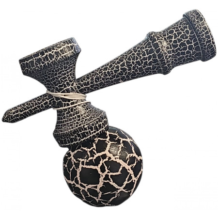 Kendama X Originala,  Profesionala, Cyrax, Cracked, din Lemn, 18 cm,  Negru Alb