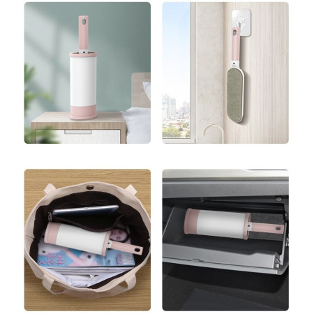 Perie Electrostatica,  Pentru Curatarea Parului/Scamelor de pe Haine si Tapiterii, 2 Fete, Autocuratare, 31 x 8.5 cm, Roz