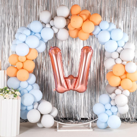 Balon Folie Metalizata Litera W, Cyrax, 100 cm, Umflati cu Heliu sau Aer, Ambalaj Individual, Pai inclus, Rose Gold