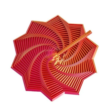 Jucarie Decompresie, Cyrax, Model Stea 3D, DuoChrome, Maner Spirala, Turn Magic Geometric, Multiple Forme, Anti-stress, 11 cm, Rosu/Auriu