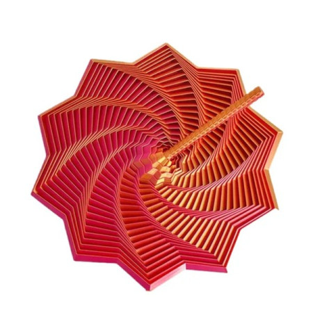 Jucarie Decompresie, Cyrax, Model Stea 3D, DuoChrome, Maner Spirala, Turn Magic Geometric, Multiple Forme, Anti-stress, 11 cm, Rosu/Auriu