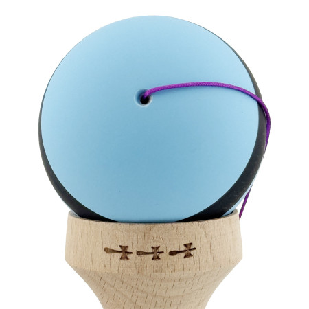 Kendama X Originala, Profesionala, Cyrax, Cupe Mari KING SIZE V3, Rubber Grip, Gaura in Baza, Rulment Metalic, din lemn 18 cm, Ata 62/65 cm, M Bleu/Negru/Bleu