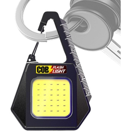 Lanterna Tip Breloc,  Impermeabila, Incarcare USB-C, COB, 8 x 5.3 cm, 500 mAh, 5W, Negru Galben