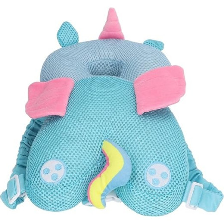 Perna tip Rucsac pentru Protectia Capului,  Tetiera tip Unicorn, pentru Bebelusi, Design tip Plasa, 33x6x19 cm, 180 g, Albastru