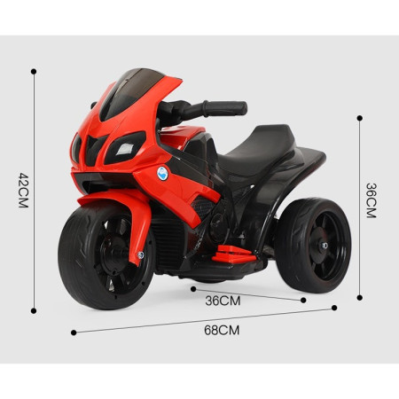 Motocicleta Electrica Cyrax, cu Acumulator, cu Sistem Anti-Rasturnare, Sistem de Lumini si Sunet, 1-4 Ani, 42 x 68 x 36 cm, Rosu