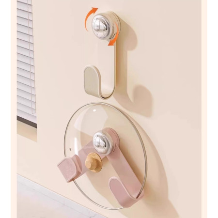 Suport de Bucatarie, Cyrax, Rotativ, din Plastic, Aplicare prin Lipire, 5 x 5 x 18.5 cm, Roz