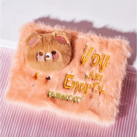 Set de Machiaj Kevin&Coco, 6 culori Iluminator, Husa Pufoasa, Model Ursulet, 17.3x12.5x5 cm, Multicolor