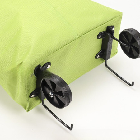 Geanta Pliabila,  2 in 1, Carucior cu Roti, pentru Cumparaturi, 19 l, Verde, Plastic, 39 x 46 x 12 cm