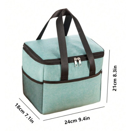 Geanta Termica Cyrax pentru Pranz, Compartimente Telefon si Tacamuri, Multifunctionala, Impermeabila, 24x18x21 cm, Verde