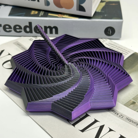 Jucarie Decompresie, Cyrax, Model Stea 3D, DuoChrome, Maner Spirala, Turn Magic Geometric, Multiple Forme, Anti-stress, 11 cm, Negru/Mov