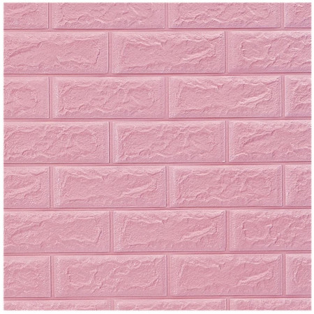Set 10 Placi Tapet 3D,  70 x 77 cm, Grosime 3 mm, din Polietilena, Model Caramida, Suprafata acoperita 5.3 mp, Roz