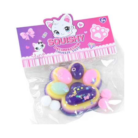 Jucarie Antistres Squishy, Cyrax, cu Revenire Lenta, Labuta de Pisica Pufoasa, 7.5 cm, Ambalaj Transparent, Model 27051, Multicolor