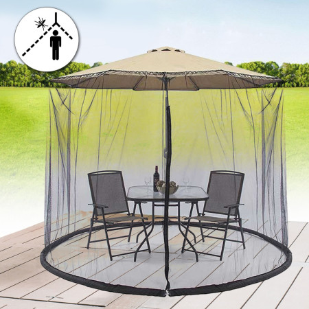 Plasa anti-tantari si insecte  pentru umbrela de soare, inaltime 2.4 m, diametru 3.8 metri, circumferinta negru