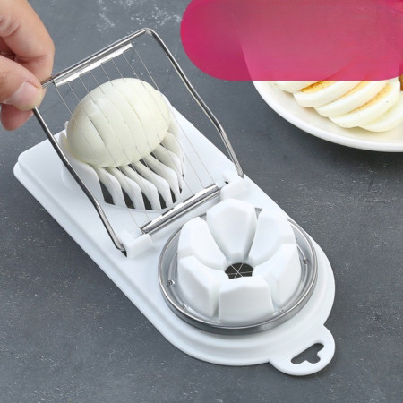 Feliator multifunctional Cyrax pentru oua, mozzarela, fructe, 2 forme de feliere, agatatoare, 20 cm, Alb