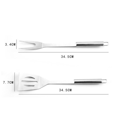 Set 16 Ustensile pentru Gratar, Cyrax, din Otel Inoxidabil, Geanta Oxford, Argintiu