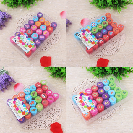 Set 26 Stampile, Cyrax, pentru Copii 4-6 Ani, Model Fete Zambitoare Emoji, 20 x 10 x 2 cm, Multicolor