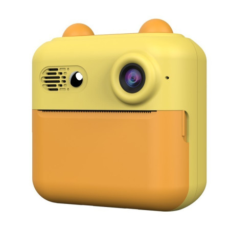 Camera Instantanee pentru Copii, Cyrax, cu Functie de Printare, Cablu USB-C, Bluetooth, compatibil iOS/Android, Imprimare APP, Model Urechi, Snur Subtire Inclus, Portocaliu