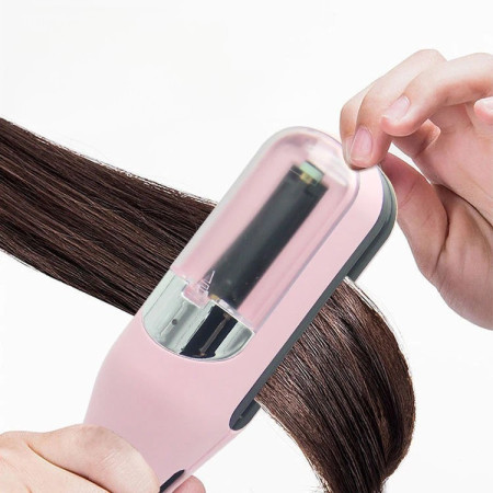 Aparat de Reparare a Varfurilor Despicate, Cyrax, Netezirea Firului de Par, din ABS+PC, cu Ioni Negativi, Baterie 500 mAh, 24.8 x 5.3 x 5 cm, Roz