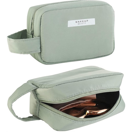 Portfard, Cyrax, cu Maner, Material Impermeabil, pentru Cosmetice, 16 x 11 x 7 cm, Verde