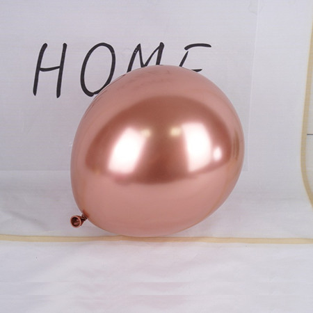 Set 12 Baloane, Cyrax, din Latex Chrome, 25 cm, Roz-Auriu