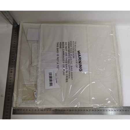 Cutie Depozitare Lenjerii de Pat,  Pliabila, Capacitate 18l, 38x33x12 cm, din Panza Oxford cu PP Incorporat, Fereastra Vizibila, Alb Ivoir