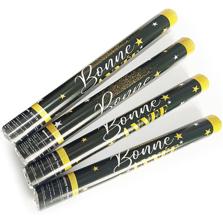 Tub de Confetti, Cyrax, Bonne Annee, 30x5 cm, Confetii Stelute din Aluminiu, Auriu/Argintiu