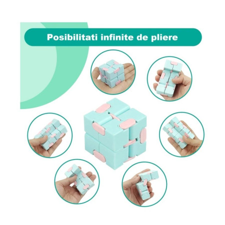 Cyrax Cub antistres, Fidget Toy, Infinity Magic Cube, Albastru/Roz, 4x4x4 cm
