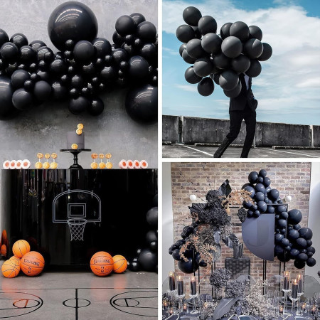 Set 12 Baloane, Cyrax, din Latex Standard, 30 cm, Negru