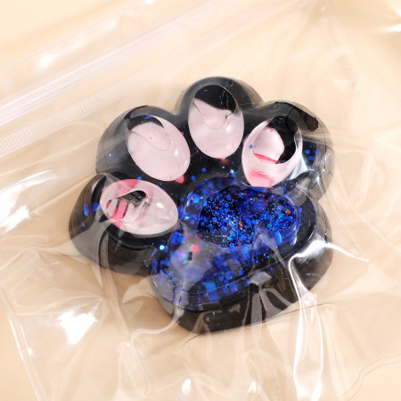 Jucarie Antistres Squishy, Cyrax, cu Revenire Lenta, Squeeze Pinch Family, Model Cat Paw, 6.5 x 6 cm, din Tpr, 4-6 Ani, Model 1 Pestisori, Negru cu Insertii