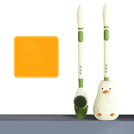 Perie de Toaleta,  cu Suport de Perete, Recipient Detergent, 2 Tipuri de Perii, Model Rata, Verde