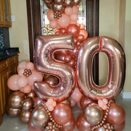 Balon din Folie Metalizata Cyrax, Figurina Cifra, Tema Aniversare 80 cm, Ambalaj Individual, Pai inclus, Umflare cu Aer sau Heliu, Rose, Cifra 0