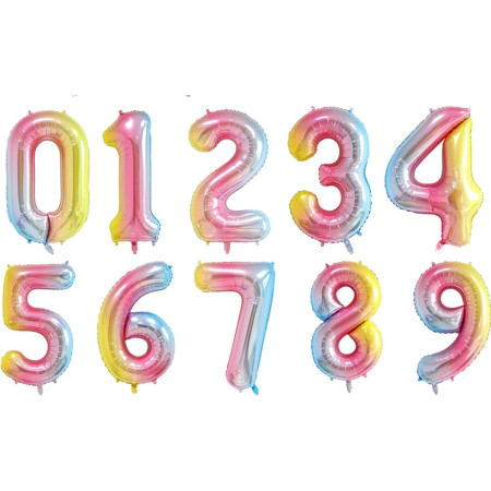 Balon din Folie Metalizata Gradient Cyrax, Figurina Cifra, Tema Aniversare 100 cm, Ambalaj Individual, Pai inclus, Umflare cu Aer sau Heliu, Multicolor, Cifra 4