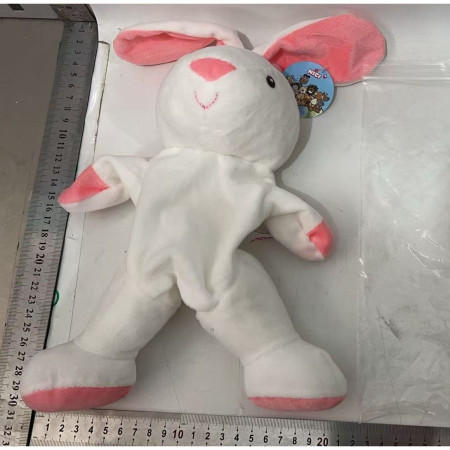 Papusa de Mana pentru Teatru de Papusi, Cyrax, din Plus, 25 x 10 x 8 cm, Model Iepure, Alb/Roz