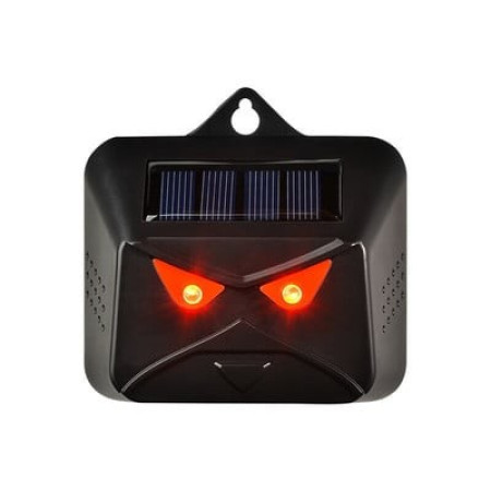 Set 2 Aparate Solare LED cu Ultrasunete,  Repelent pentru Animale Mari si Mici, Lumina Rosie si Alba, Anti Rozatoare, Anti Insecte, Frecventa 9-36KHZ, 10.2 x 10.6 x 2.8 cm, Negru